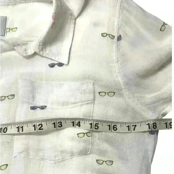 RAILS CHARLI SUNNIES GAUZ WHITE WITH SUNGLASSES BUTTON UP LONG SLEEVE TOP XS - Picture 12 of 12